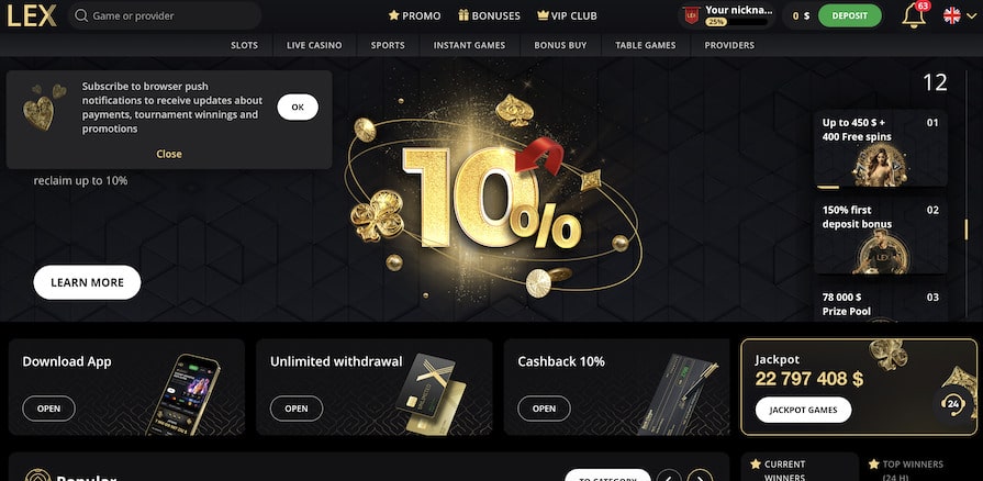 Lex online casino